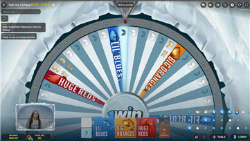Schermata di gameplay Ice Fishing con la ruota in spin